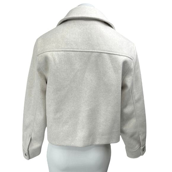 Zara Women's Ivory White Snap Button Down Collar Duster Pea Coat Jacket Size S - Picture 2 of 4